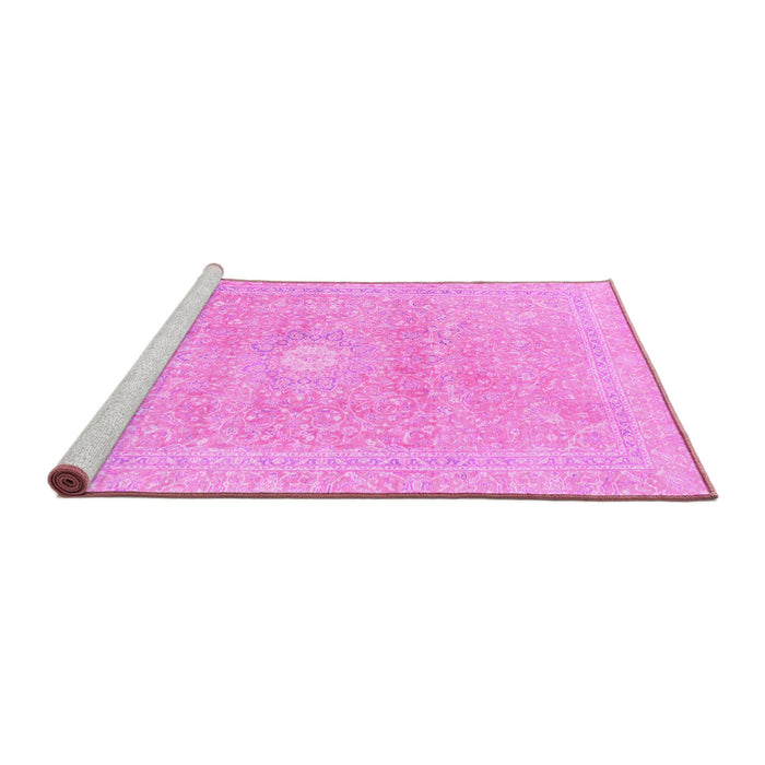 Sideview of Machine Washable Abstract Pink Modern Rug, wshabs2102pnk