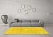 Machine Washable Abstract Yellow Modern Rug in a Living Room, wshabs2102yw