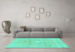 Machine Washable Abstract Turquoise Modern Area Rugs in a Living Room,, wshabs2102turq