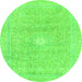 Round Abstract Green Modern Rug, abs2102grn