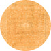 Round Abstract Orange Modern Rug, abs2102org