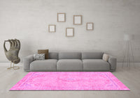 Machine Washable Abstract Pink Modern Rug, wshabs2103pnk