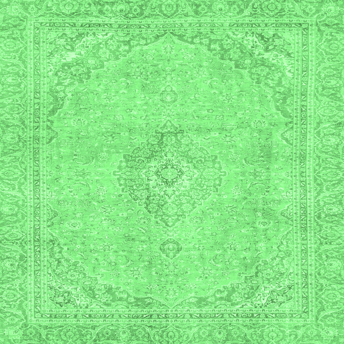 Square Abstract Emerald Green Modern Rug, abs2103emgrn