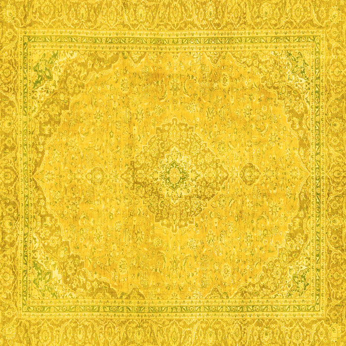 Square Machine Washable Abstract Yellow Modern Rug, wshabs2103yw