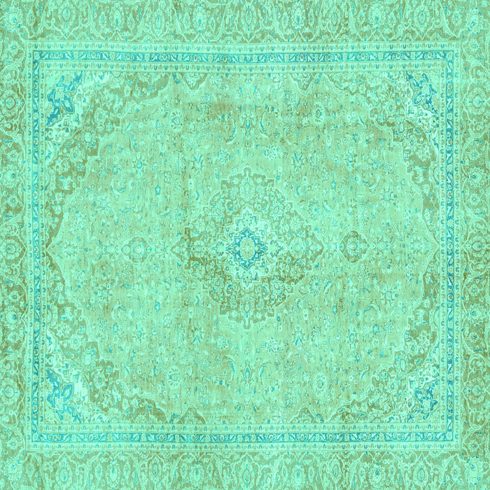Square Abstract Turquoise Modern Rug, abs2103turq