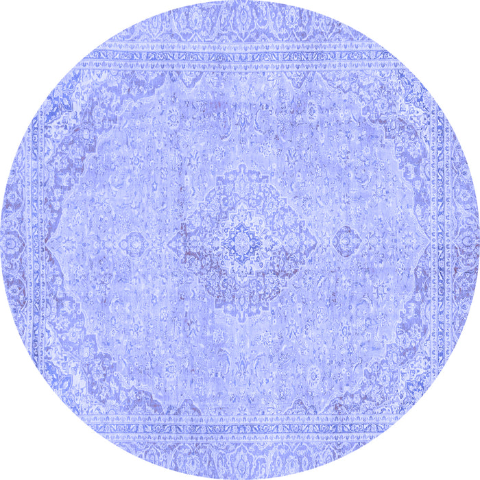 Round Abstract Blue Modern Rug, abs2103blu