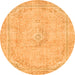 Round Machine Washable Abstract Orange Modern Area Rugs, wshabs2103org