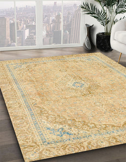 Machine Washable Abstract Mustard Yellow Rug in a Family Room, wshabs2103
