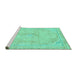 Sideview of Machine Washable Abstract Turquoise Modern Area Rugs, wshabs2103turq