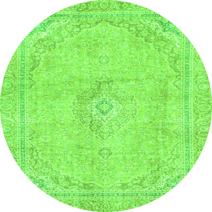 Round Abstract Green Modern Rug, abs2103grn