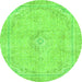 Round Abstract Green Modern Rug, abs2103grn