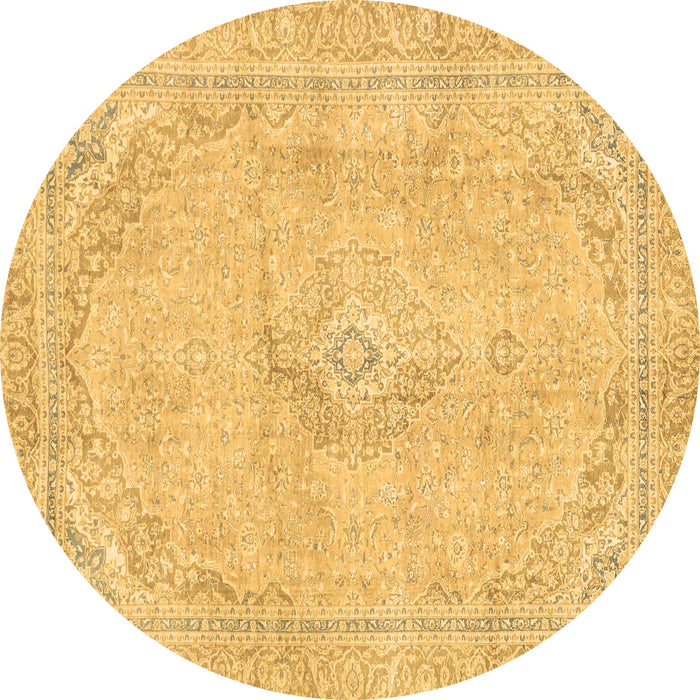 Round Abstract Brown Modern Rug, abs2103brn