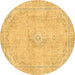 Round Abstract Brown Modern Rug, abs2103brn