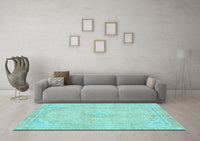 Machine Washable Abstract Light Blue Modern Rug, wshabs2103lblu