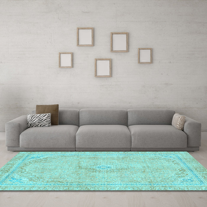 Machine Washable Abstract Light Blue Modern Rug in a Living Room, wshabs2103lblu