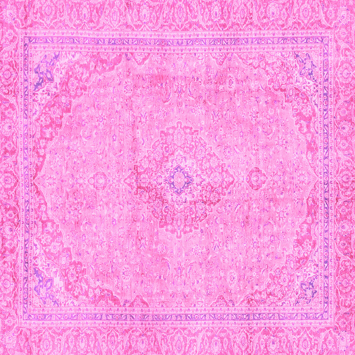 Square Machine Washable Abstract Pink Modern Rug, wshabs2103pnk