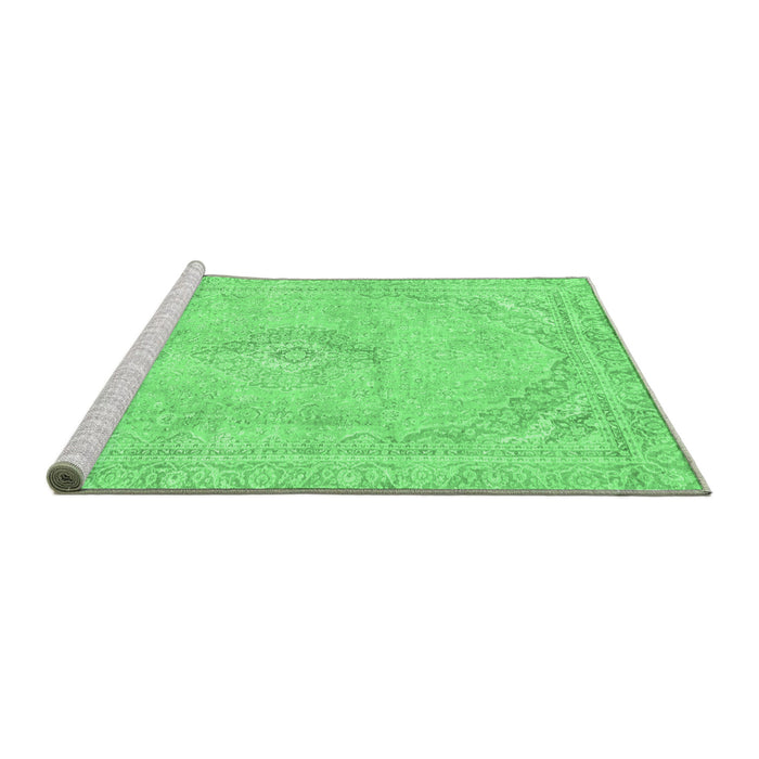 Sideview of Machine Washable Abstract Emerald Green Modern Area Rugs, wshabs2103emgrn