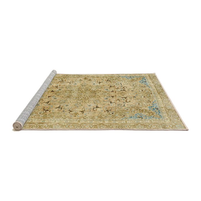 Sideview of Machine Washable Abstract Yellow Rug, wshabs2104