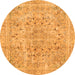 Round Machine Washable Abstract Orange Modern Area Rugs, wshabs2104org