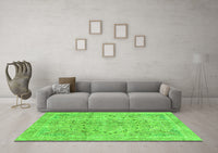 Machine Washable Abstract Green Modern Rug, wshabs2104grn