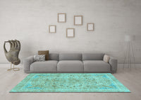 Machine Washable Abstract Light Blue Modern Rug, wshabs2104lblu