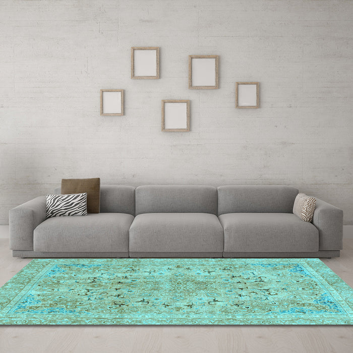 Machine Washable Abstract Light Blue Modern Rug in a Living Room, wshabs2104lblu