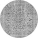 Round Abstract Gray Modern Rug, abs2104gry