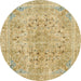 Round Machine Washable Abstract Yellow Rug, wshabs2104