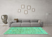 Machine Washable Abstract Turquoise Modern Area Rugs in a Living Room,, wshabs2104turq