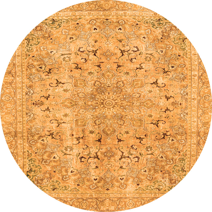 Round Abstract Orange Modern Rug, abs2104org