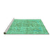 Sideview of Machine Washable Abstract Turquoise Modern Area Rugs, wshabs2104turq