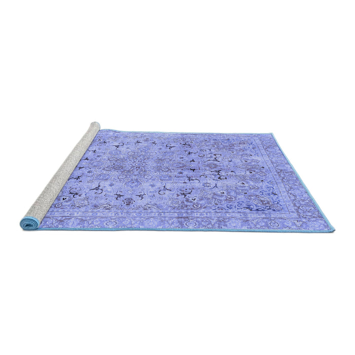 Sideview of Machine Washable Abstract Blue Modern Rug, wshabs2104blu