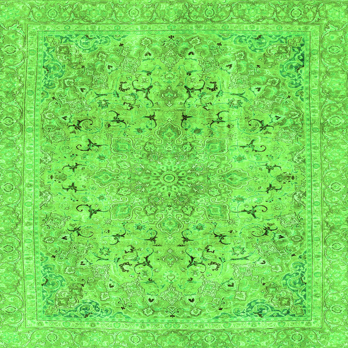 Square Machine Washable Abstract Green Modern Area Rugs, wshabs2104grn