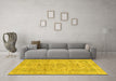 Machine Washable Abstract Yellow Modern Rug in a Living Room, wshabs2104yw