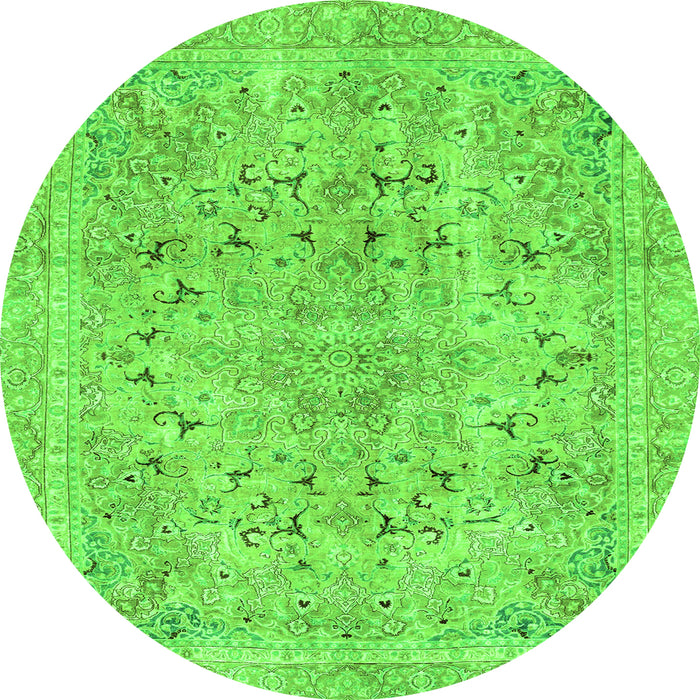 Round Abstract Green Modern Rug, abs2104grn