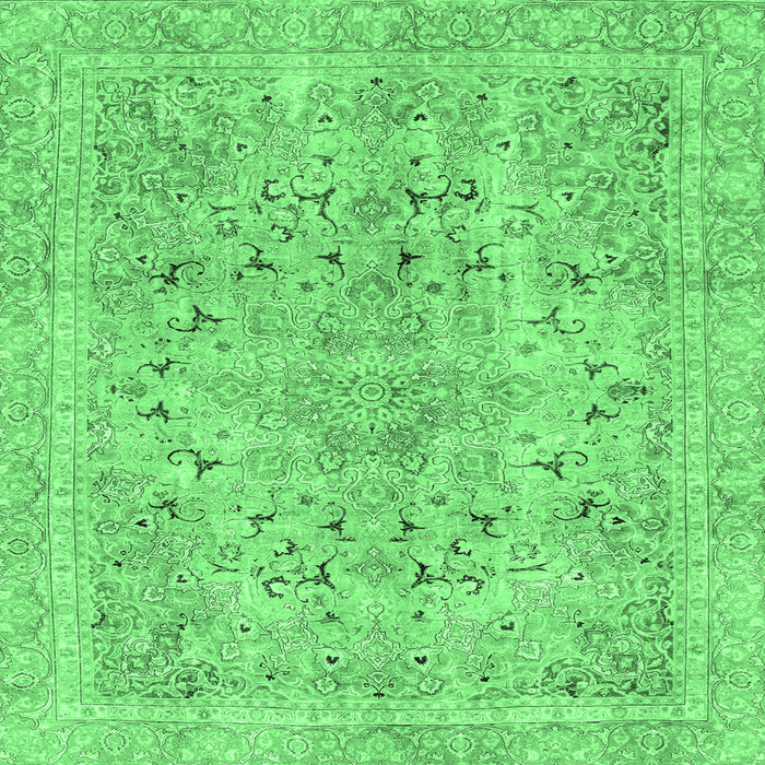 Square Abstract Emerald Green Modern Rug, abs2104emgrn