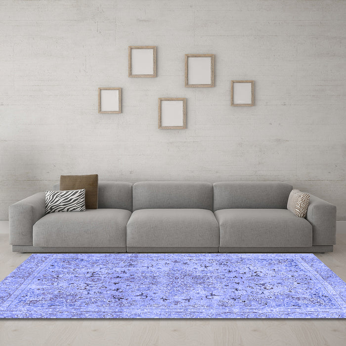 Machine Washable Abstract Blue Modern Rug in a Living Room, wshabs2104blu