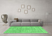 Machine Washable Abstract Emerald Green Modern Area Rugs in a Living Room,, wshabs2104emgrn