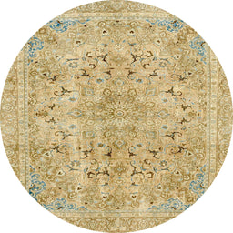 Round Abstract Yellow Modern Rug, abs2104