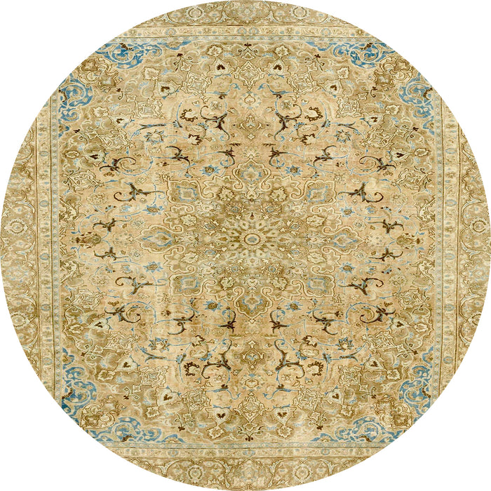 Round Abstract Yellow Modern Rug, abs2104