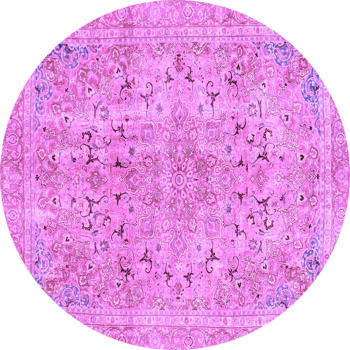 Round Abstract Purple Modern Rug, abs2104pur