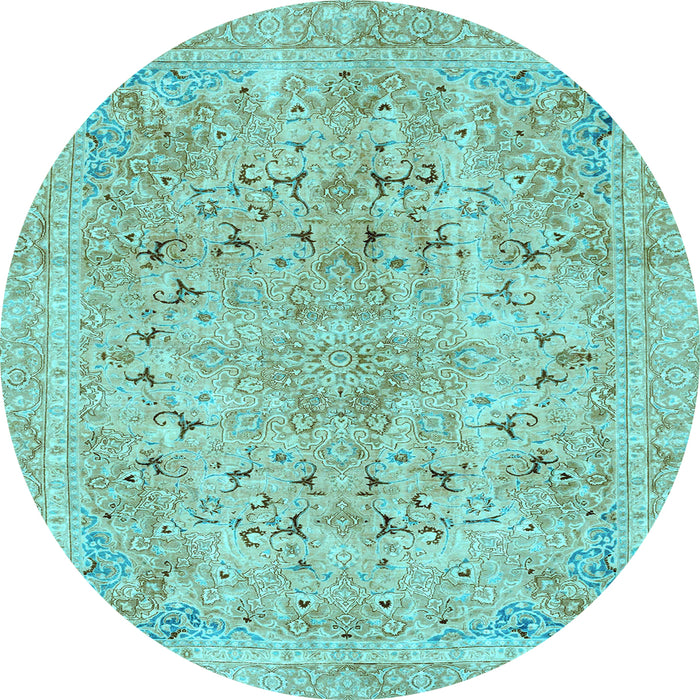 Round Machine Washable Abstract Light Blue Modern Rug, wshabs2104lblu