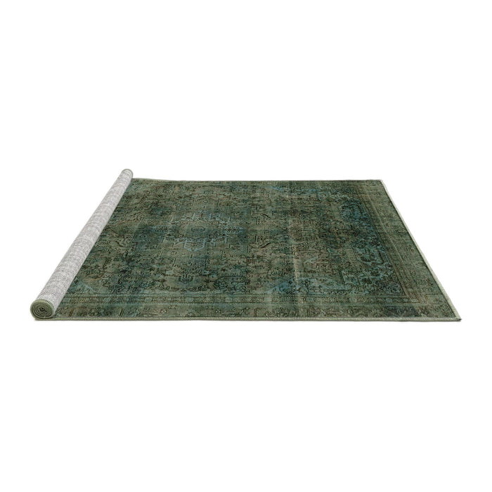 Sideview of Machine Washable Abstract Army Green Rug, wshabs2105