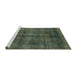 Sideview of Machine Washable Abstract Army Green Rug, wshabs2105