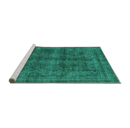 Sideview of Machine Washable Abstract Turquoise Modern Area Rugs, wshabs2105turq