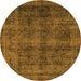 Round Abstract Orange Modern Rug, abs2105org