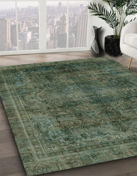 Abstract Army Green Modern Rug, abs2105