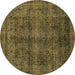 Round Machine Washable Abstract Brown Modern Rug, wshabs2105brn