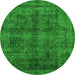 Round Abstract Green Modern Rug, abs2105grn