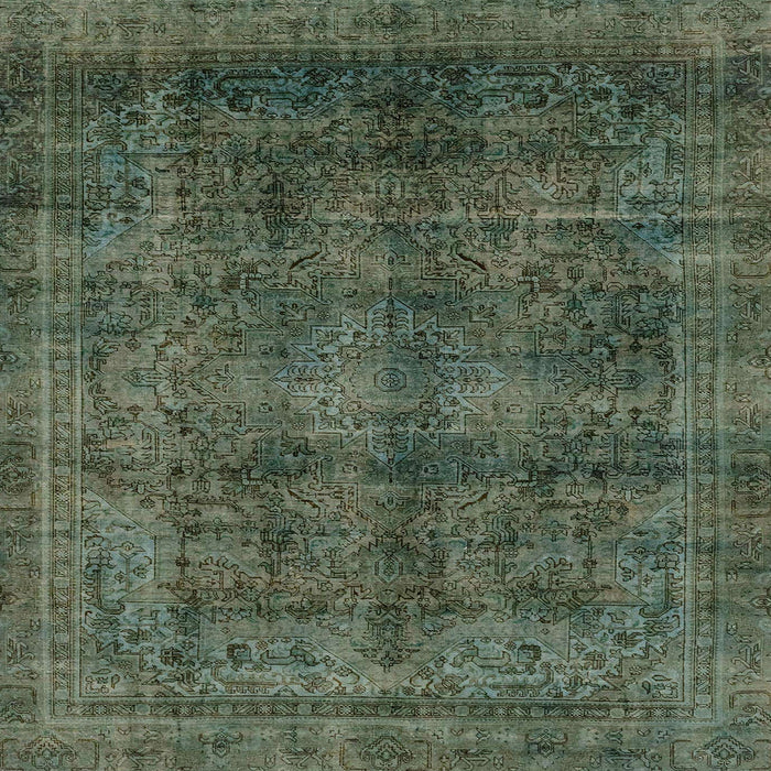 Square Machine Washable Abstract Army Green Rug, wshabs2105
